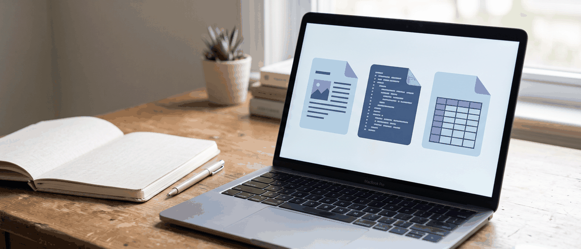 Écran d'ordinateur montrant trois types de fichiers, les formats de facture électronique Factur-X, UBL et CII